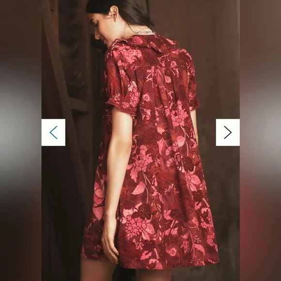 Pilcro corduroy button down Peter Pan collar short sleeve Keira pink dress S - Picture 3 of 11